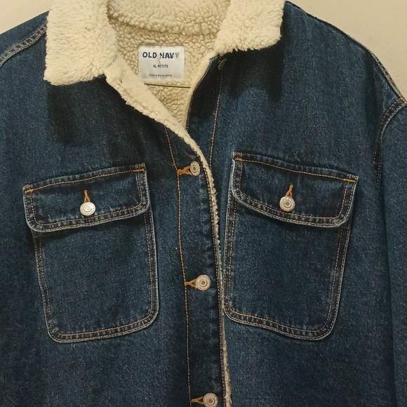 Old Navy Women's Sherpa Lined Denim Jacket Size (XLP) XLarge Petite - Picture 4 of 16